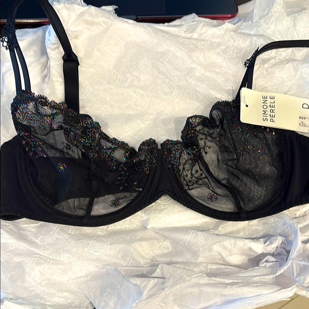 Simone Perele Black Sheer Embroidered Bra